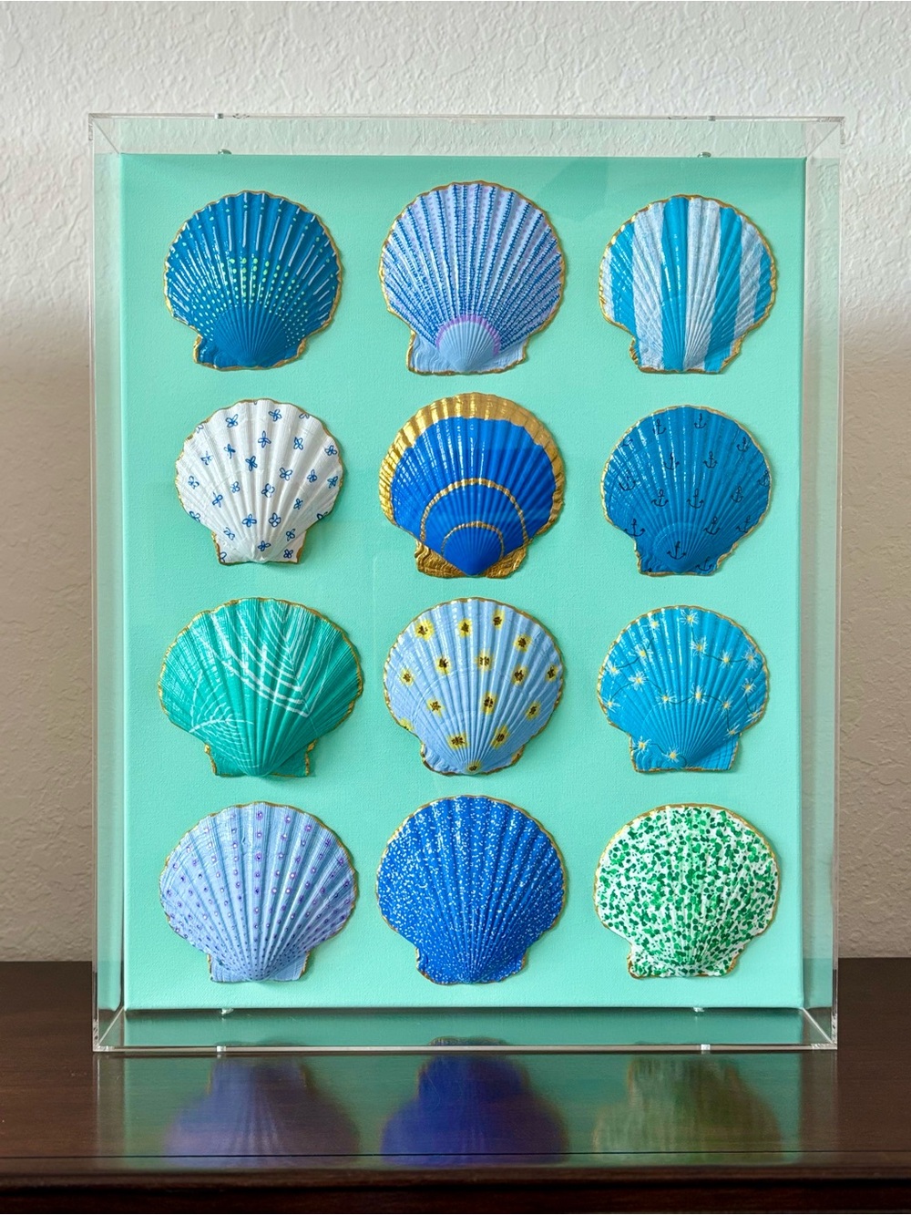 She Shells Art - Hand-Painted Seashell Art on Canvas - Seafoam Harbour
